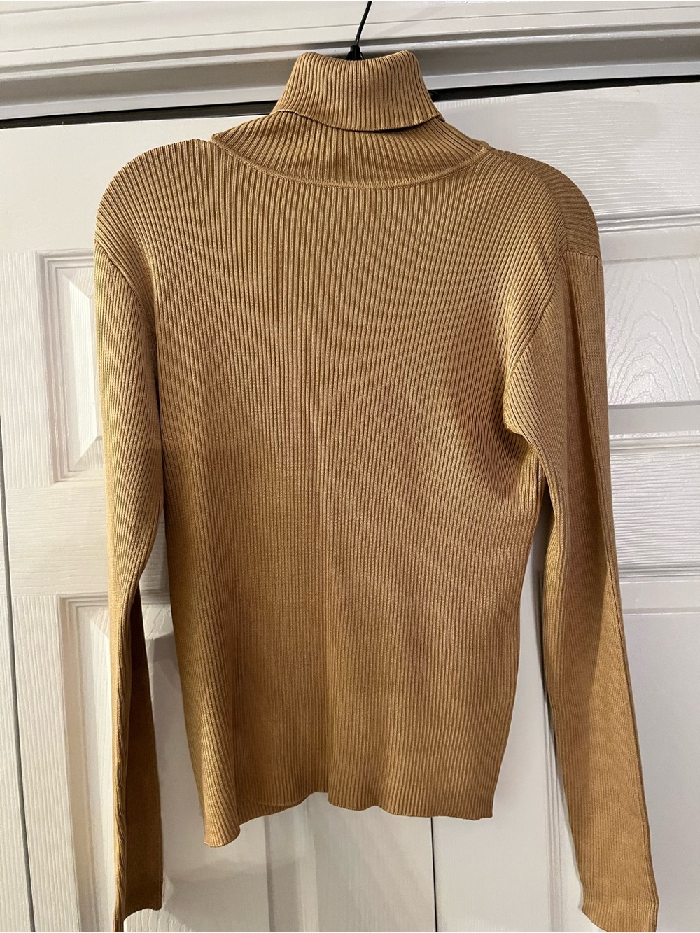 LOFT Ribbed Camel Turtleneck Sweater 100% Silk